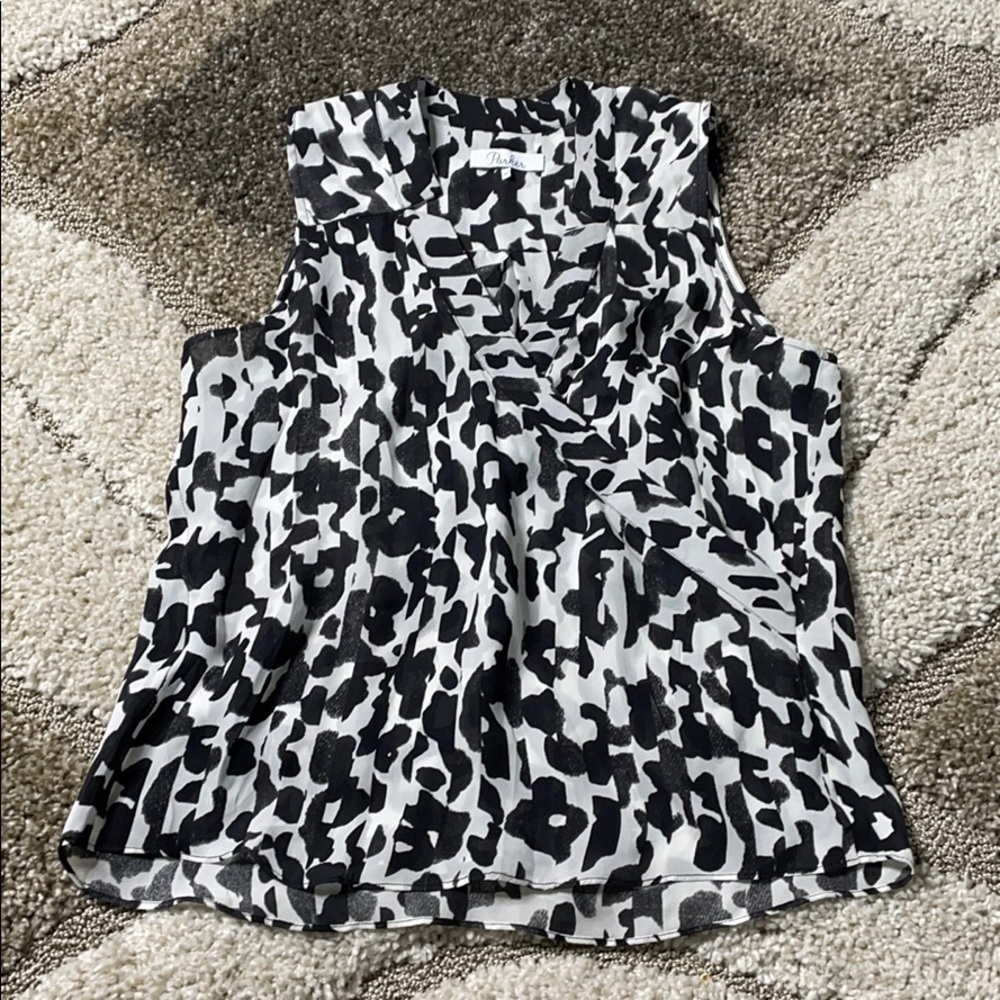 Parker black & white animal print silk tank - Picture 1 of 7